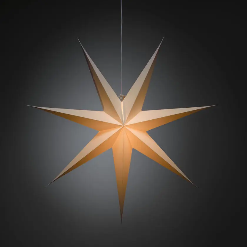 Papieren Ster Ø78 Wit Van Konstsmide - Ideaal om in het raam te hangen of tegen een mooie muur &ndash; een tijdloze decoratie die elke kamer met haar eenvoudige elegantie verfraait.