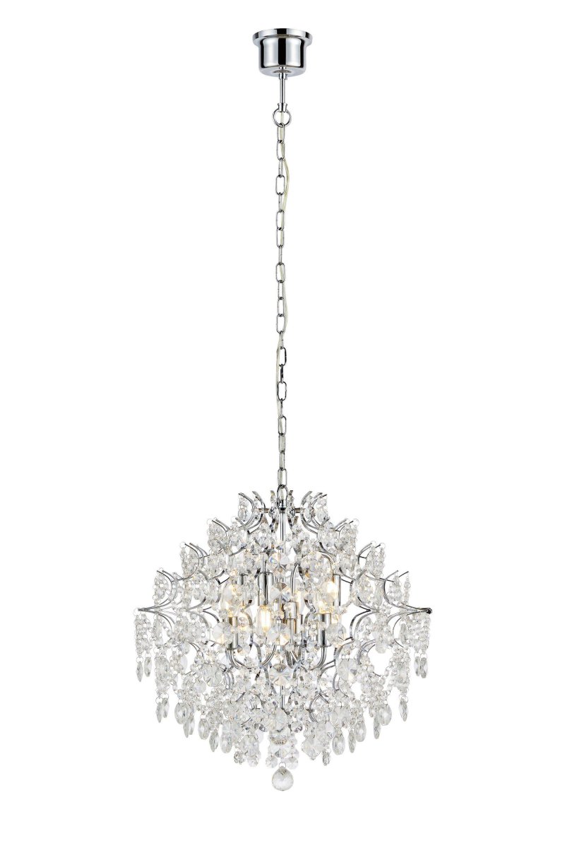 Rosendal Ø50 Chroom kristal Van Markslöjd - De prachtige machinaal gesneden prisma's en het verchroomde metalen frame zorgen voor een exclusieve uitstraling.