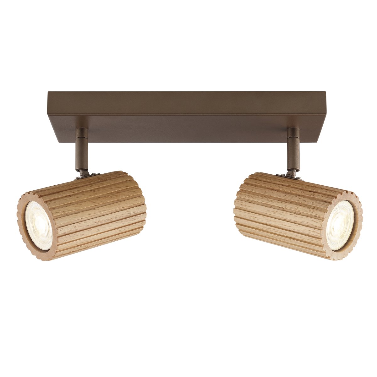 Lakewood 2 Bruin spot Van Brilliant - De combinatie van hout en metaal geeft de lamp een moderne maar natuurlijke uitstraling.