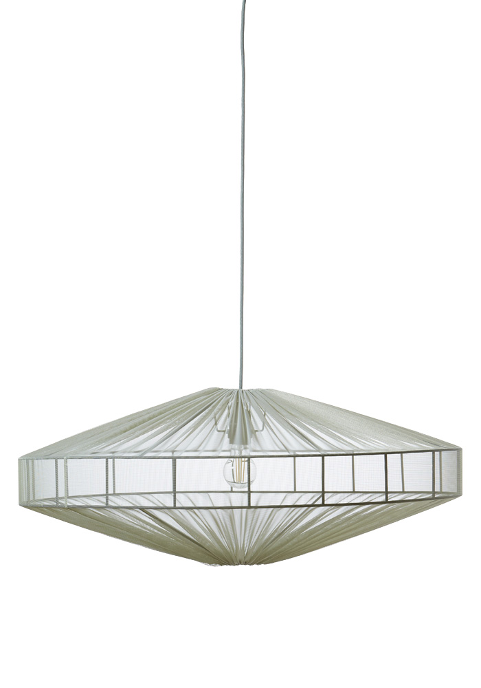 Alba Lampenkap Excl. Ophanging Ø78 Groente hanglamp Van Alde & Lind - Met de semi-transparante stof in saliegroen heeft de lampenkap Alba een verfijnde en elegante uitstraling.