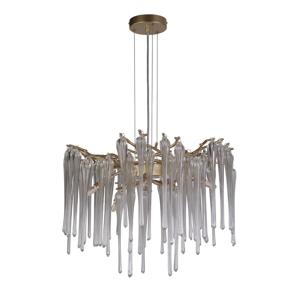 Heritage Ø50 Goud kristal Van Searchlight - De lange, smalle glazen details cre&euml;ren een levendige en glinsterende uitstraling die de ruimte zowel dynamiek als een exclusieve sfeer geeft.
