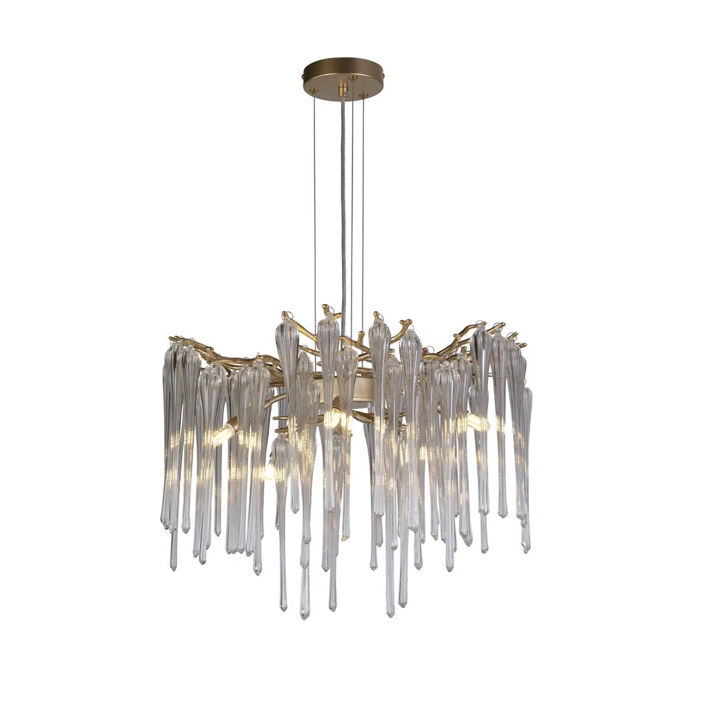Heritage Ø50 Goud kristal Van Searchlight - De lange, smalle glazen details cre&euml;ren een levendige en glinsterende uitstraling die de ruimte zowel dynamiek als een exclusieve sfeer geeft.