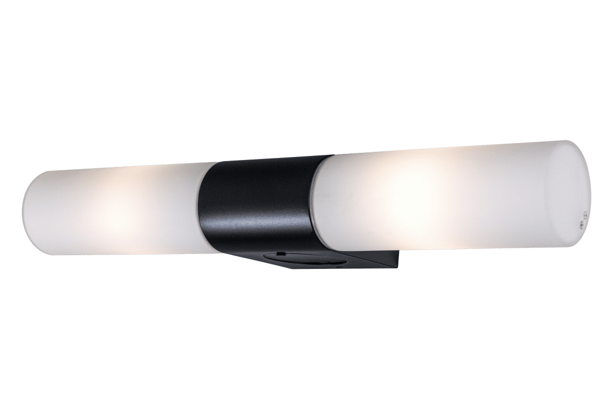 Cosenza 44cm Zwart badkamerlamp Van Aneta Lighting - De dubbele wandlamp COSENZA is een moderne en functionele verlichtingsoplossing voor badkamers en vochtige ruimtes.