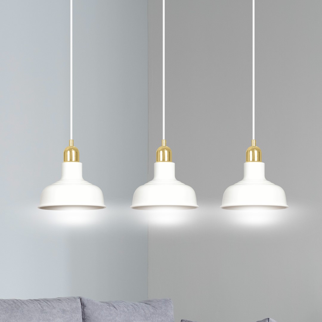 Ibor 72cm Wit hanglamp Van Emibig Lighting - De lamp heeft open metalen kappen, waardoor de lamp zelfs grote ruimtes effectief kan verlichten.