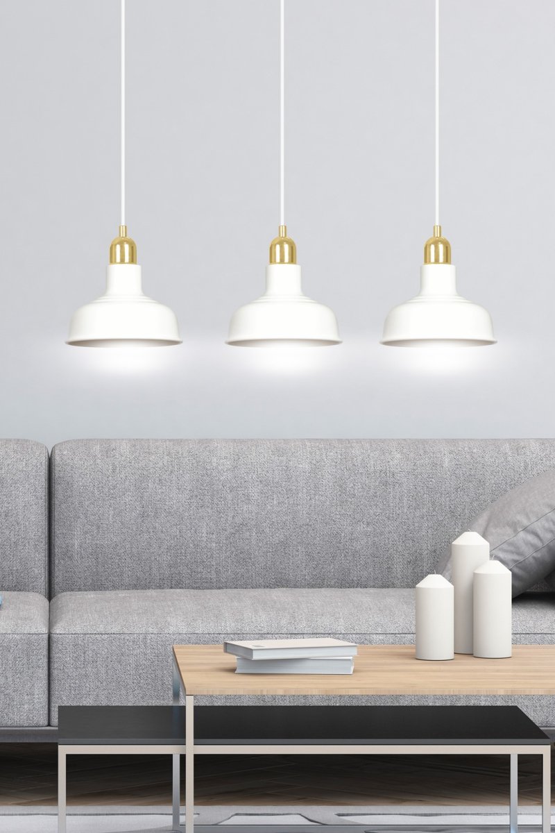 Ibor 72cm Wit hanglamp Van Emibig Lighting - De lamp heeft open metalen kappen, waardoor de lamp zelfs grote ruimtes effectief kan verlichten.
