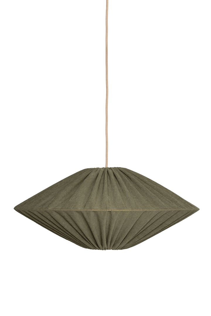 Figo Lampenkap Excl. Ophanging Ø58 Olijfgroen hanglamp Van Alde & Lind - De stof is van polyester, maar heeft een mooie linnenlook in de kleur olijfgroen.