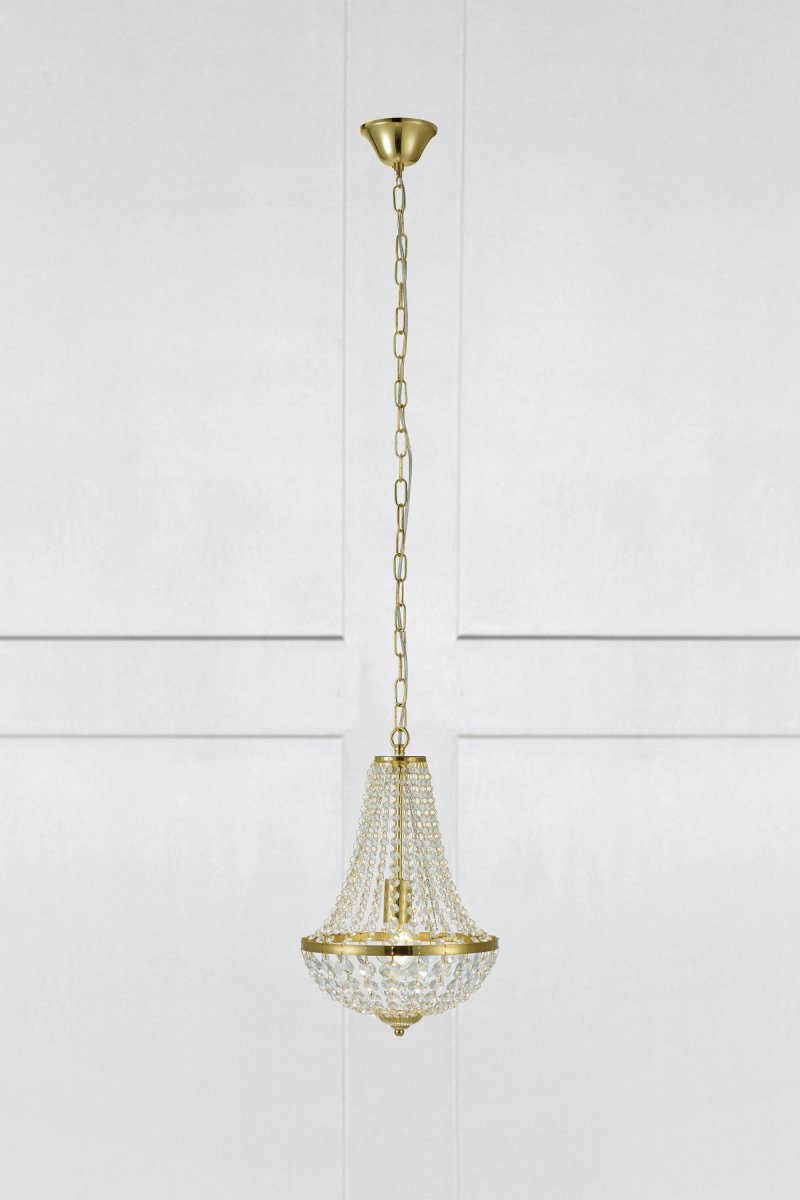Gränsö Ø30 Messing kristal Van Markslöjd - Klassieke rand&ouml; in geborsteld messing en prachtige kristallen, hier in een kleinere versie met een diameter van 30 cm.