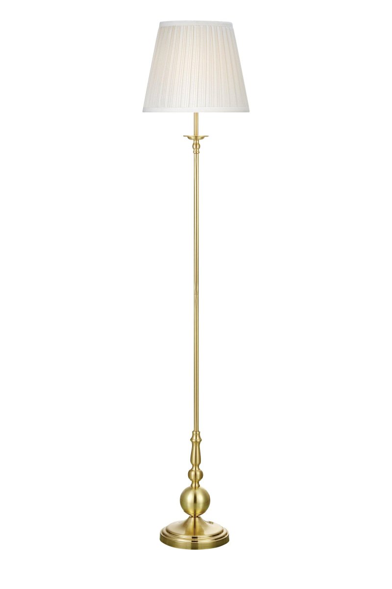 Imperia Messing vloerlamp Van Markslöjd - Imperia is een elegante staande lamp in een klassiek design met een stijlvolle messing voet en een prachtige witte stoffen kap.