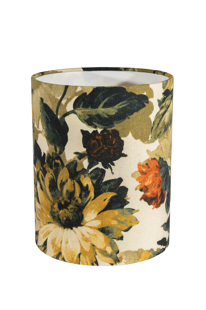 Lampshade Cylinder Sunflower Ø22 Veelkleurig Van Alde & Lind - De Cylinder Sunflower is een handgemaakte, cilindervormige lampenkap van een linnenmix met een decoratief bloemenpatroon.