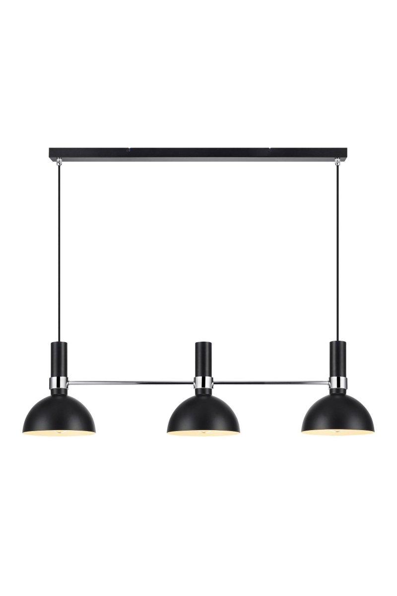 Larry 100cm Zwart hanglamp Van Markslöjd - De Larry plafondlamp met drie kappen is een klassieker in een moderne uitvoering, perfect voor de keukentafel of het kookeiland.