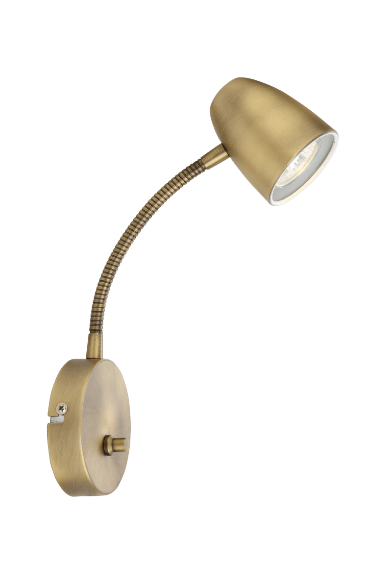 Sandnes Antiquiteit leeslamp Van Aneta Lighting - Dankzij het flexibele scharnier is de lamp eenvoudig in beide richtingen te verstellen en dankzij de dimmer is de helderheid aan te passen.