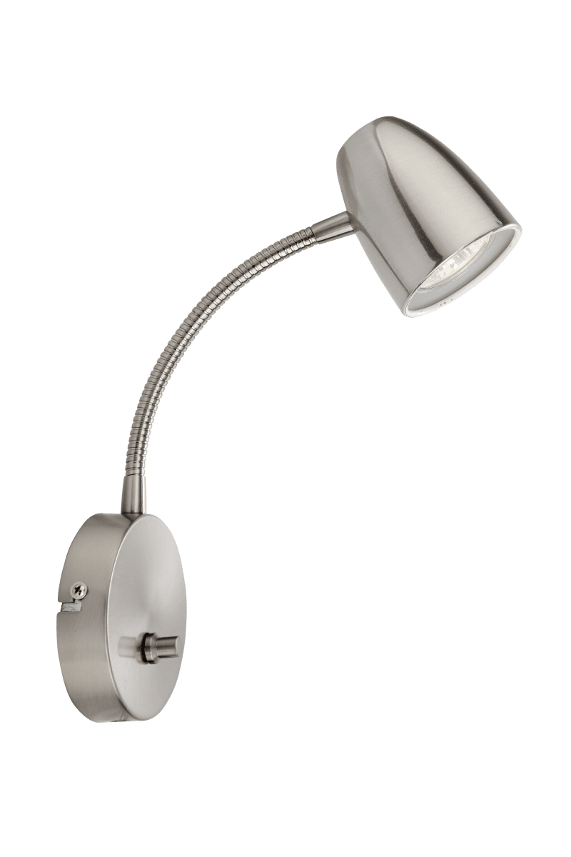 Sandnes Staal leeslamp Van Aneta Lighting - Dankzij het flexibele scharnier is de lamp eenvoudig in beide richtingen te verstellen en dankzij de dimmer is de helderheid aan te passen.