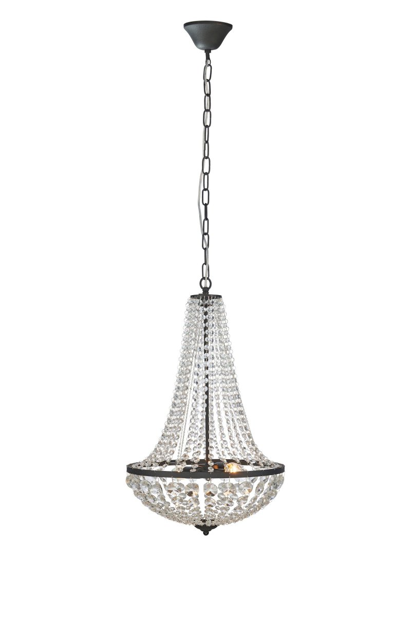 Gränsö Ø40 Zwart kristal Van Markslöjd - Gr&auml;ns&ouml;, hier uitgevoerd in een stijlvolle zwarte afwerking en prachtige kristallen, is een elegante toevoeging aan de woonkamer, hal of eetkamer.