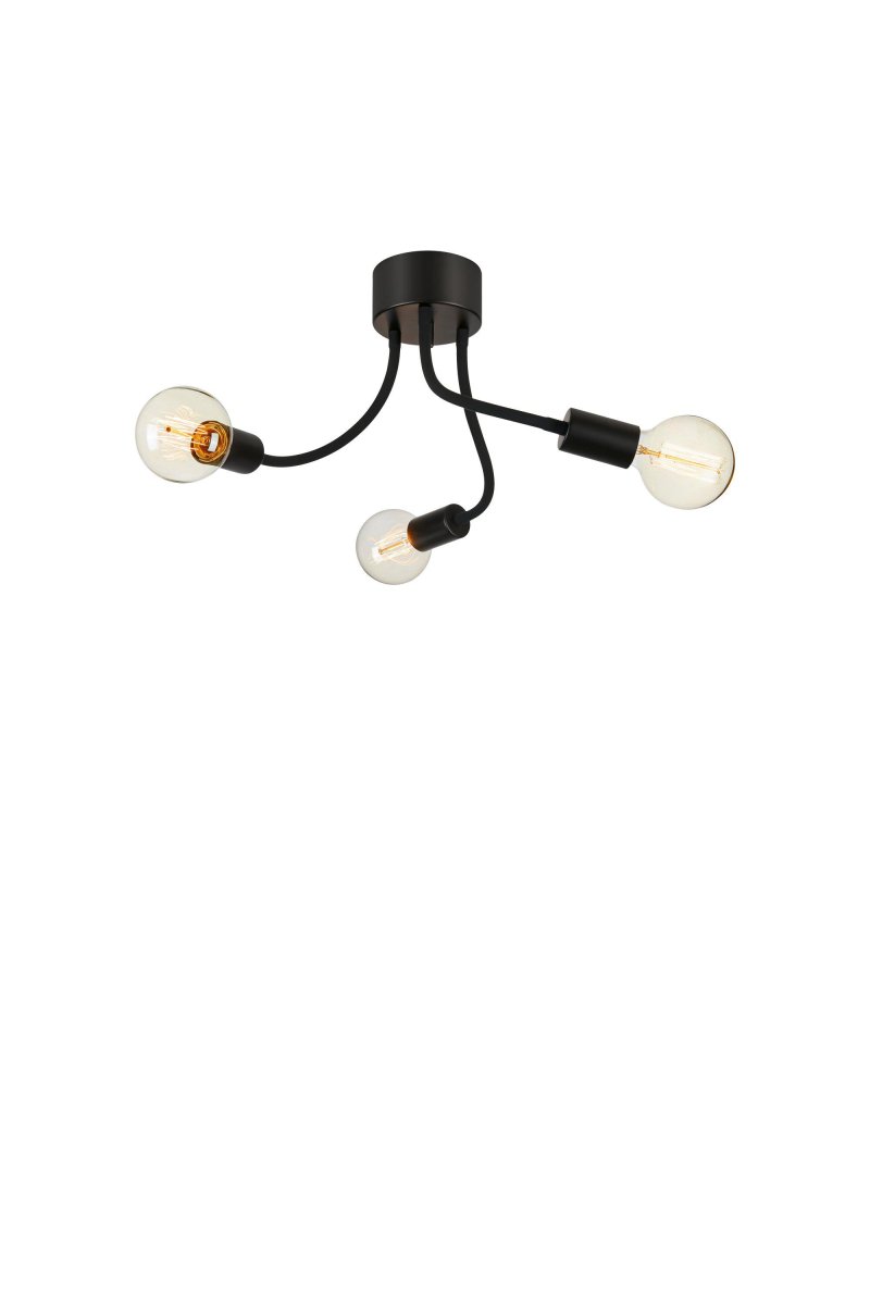 Medusa 44cm Zwart plafondlamp Van Markslöjd - De zwarte armen, die uit een eenvoudige basis steken, creëren een speels en luchtig gevoel, terwijl de zichtbare gloeilampen een warm en uitnodigend licht verspreiden.