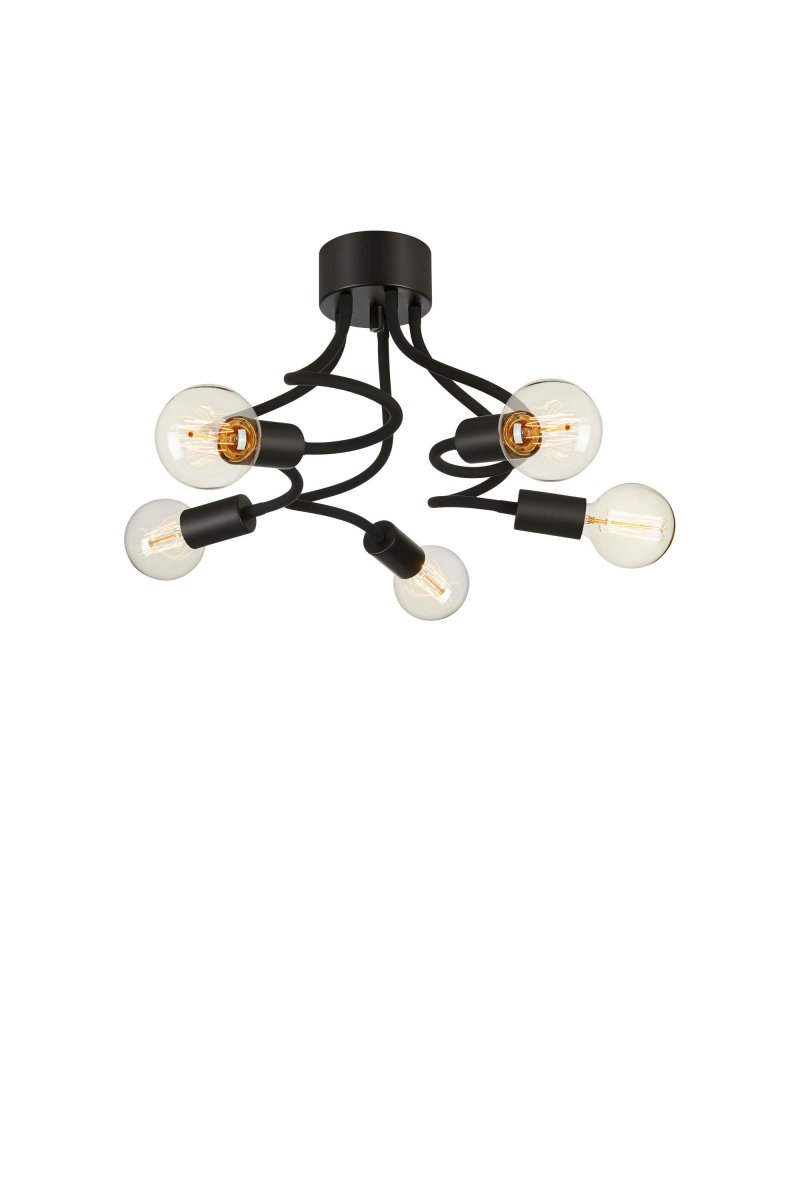 Medusa 70cm Zwart plafondlamp Van Markslöjd - De golvende, zwarte armen geven de lamp een dynamische vorm en zorgen ervoor dat het licht gelijkmatig door de kamer wordt verspreid.