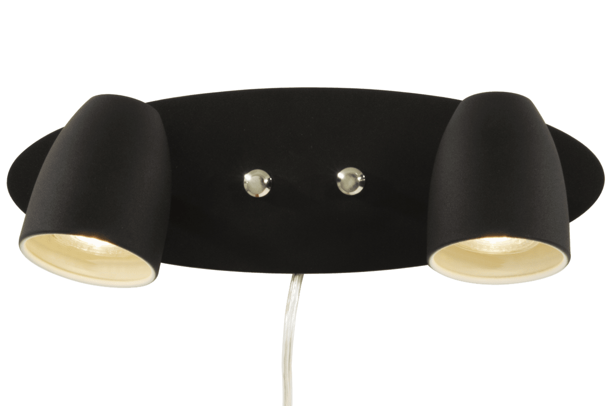 Sandnes Zwart leeslamp Van Aneta Lighting - De lamp heeft twee verstelbare lampenkoppen.