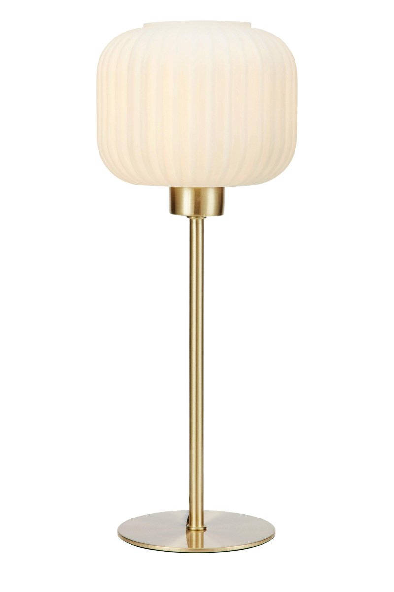 Sober 38cm Geborsteld messing tafellamp Van Markslöjd - Sober is een elegante tafellamp met een stijlvolle glazen kap en een voet van geborsteld messing.