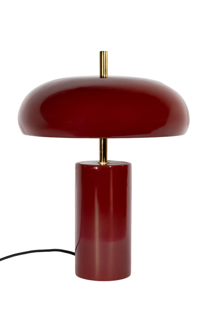 Lex 40cm Donkerrood tafellamp Van Alde & Lind - Lex is een moderne tafellamp van metaal met een dieprode kleur en een hoogglanzende, emaille-achtige afwerking.