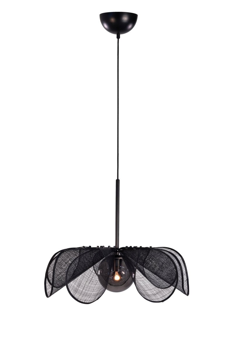 Styrka Ø63 Zwart hanglamp Van Markslöjd - Grote, zwarte plafondlamp in de vorm van een bloem met een uniek design, ontworpen door Anja P&auml;rson en Filippa R&aring;din.