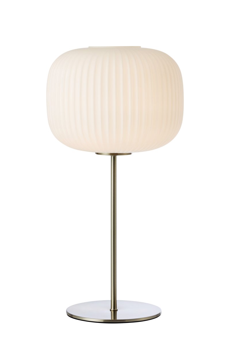Sober 50cm Staal tafellamp Van Markslöjd - Tafellamp met een klassiek design met een sobere witte glazen kap en een stalen voet.