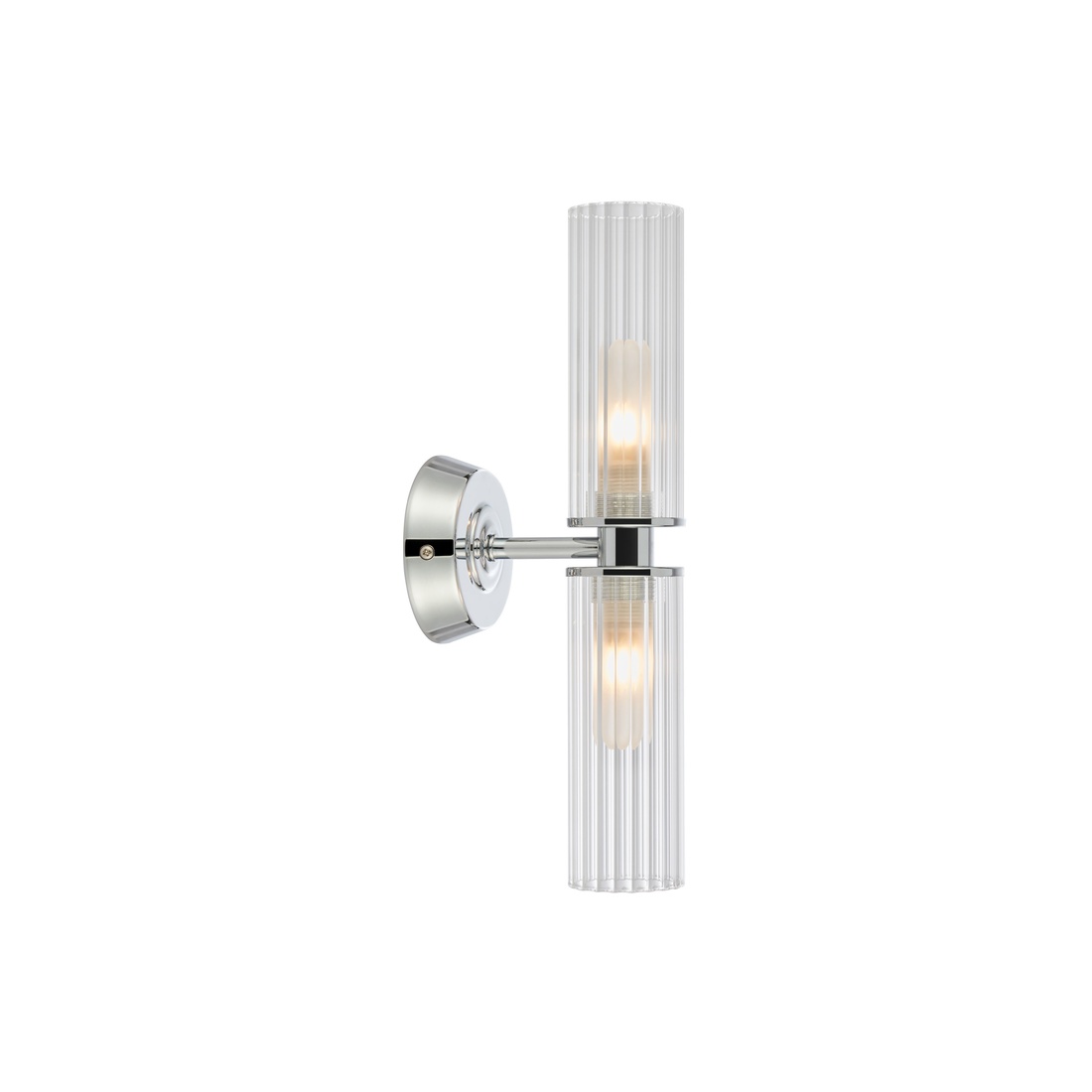  Rimini 35cm Chroom badkamerlamp Van Markslöjd - De structuur van het glas zorgt voor een prachtig lichtspel en geeft de lamp een klassieke uitstraling met een moderne touch.