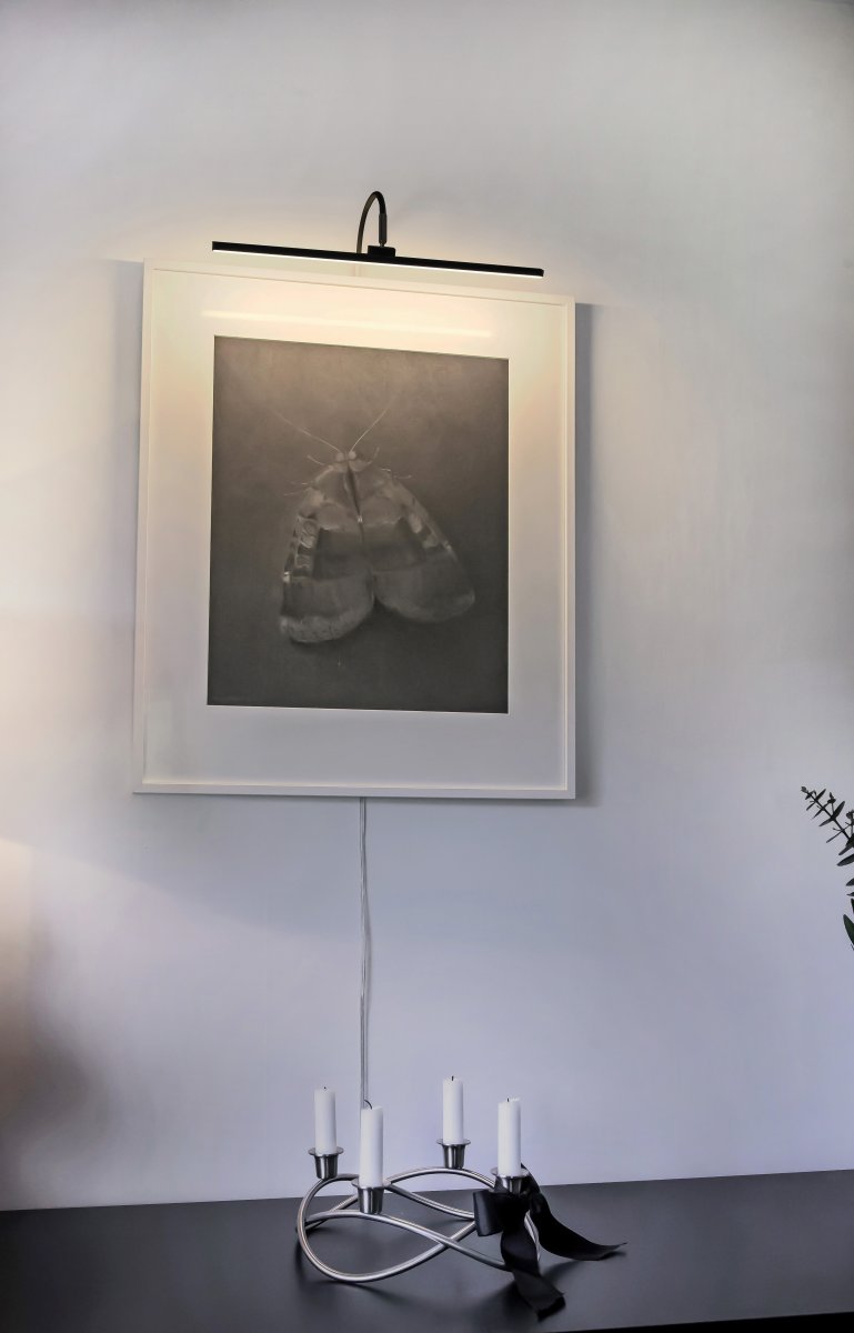 Miro 40cm Zwart Van Aneta Lighting - Miro heeft een geïntegreerde LED die kan worden aangepast met een dimmer op het snoer, ongeveer een meter van de lampvoet.
