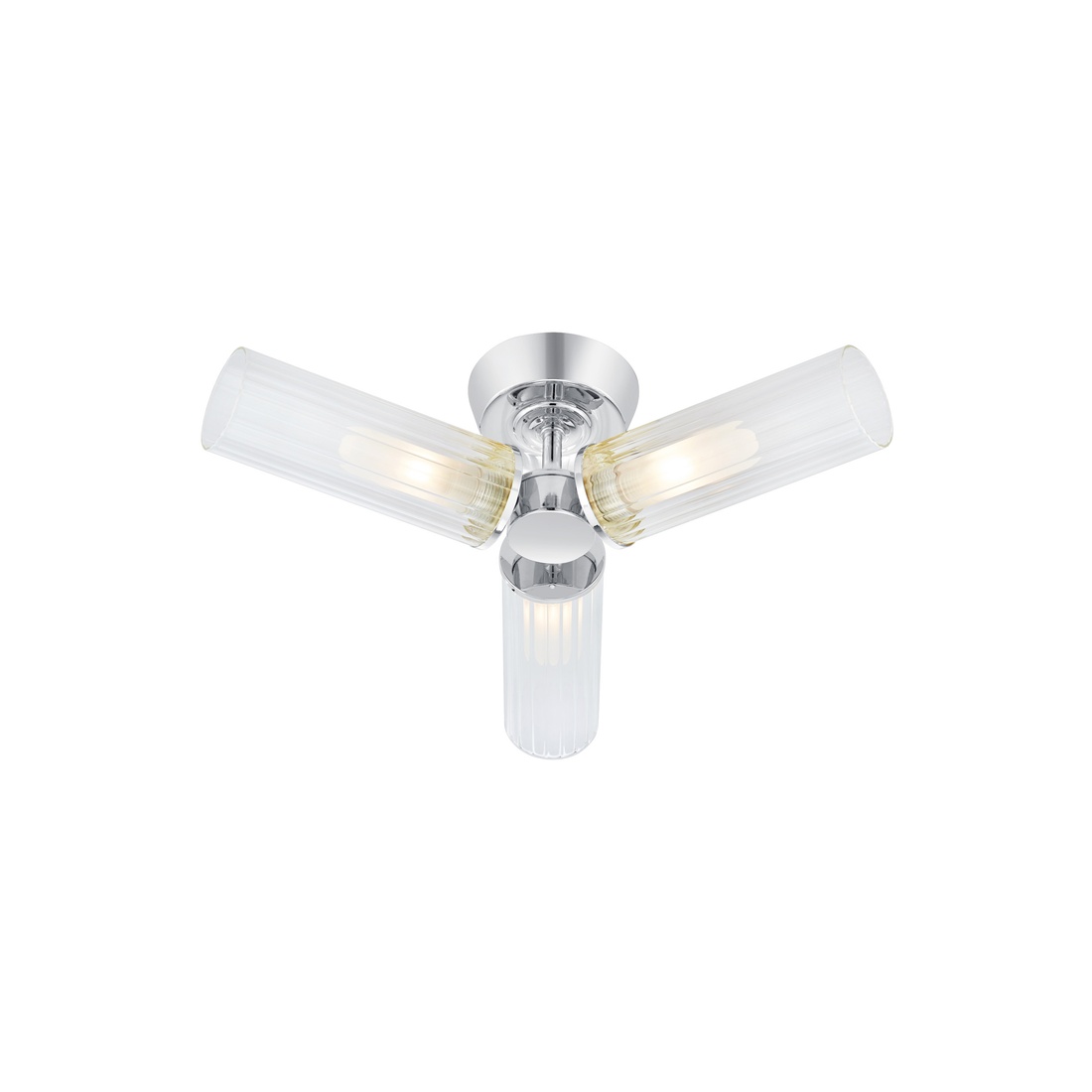 Rimini Ø40 Chroom badkamerlamp Van Markslöjd - De structuur van het glas zorgt voor een prachtig lichtspel en geeft de lamp een stijlvolle en decoratieve uitstraling.