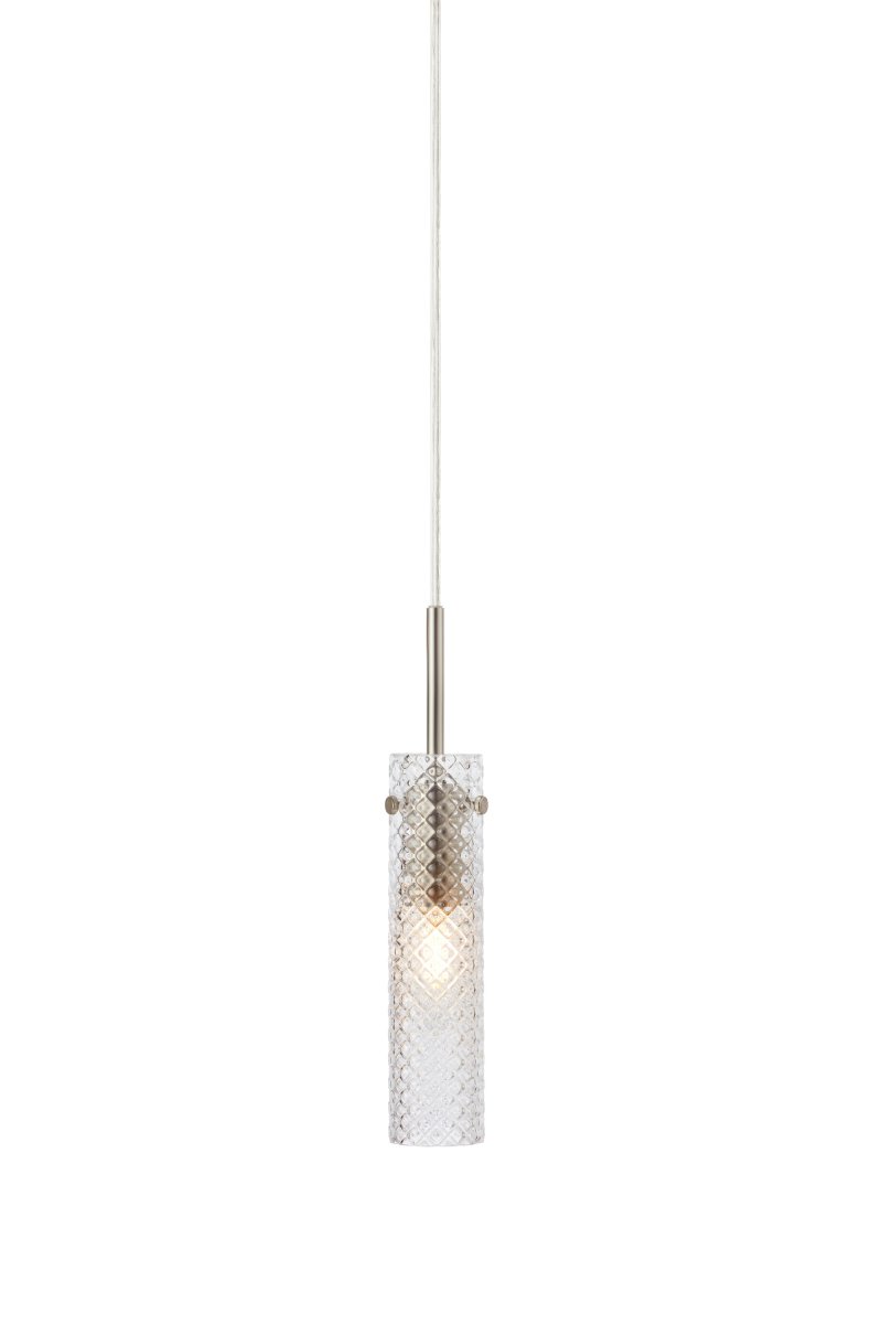 Vibia Ø5 Transparant raamlamp Van Markslöjd - De matglazen kap is gecombineerd met een lange, smalle ophanging in satijnnikkel, wat de moderne en verfijnde uitstraling van de lamp versterkt.