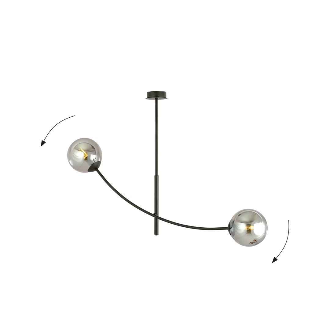 Hunter 83cm Zwart/Rokerig hanglamp Van Emibig Lighting - De lamp komt bijzonder goed tot zijn recht boven een tafel of aanrecht, waar hij een unieke en uitnodigende sfeer cre&euml;ert.