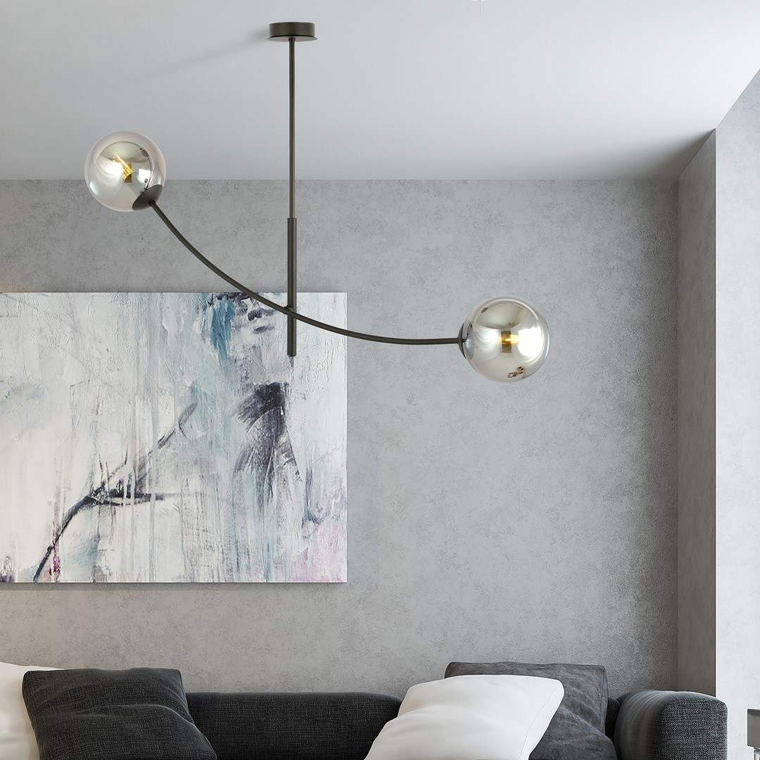 Hunter 83cm Zwart/Rokerig hanglamp Van Emibig Lighting - De lamp komt bijzonder goed tot zijn recht boven een tafel of aanrecht, waar hij een unieke en uitnodigende sfeer cre&euml;ert.