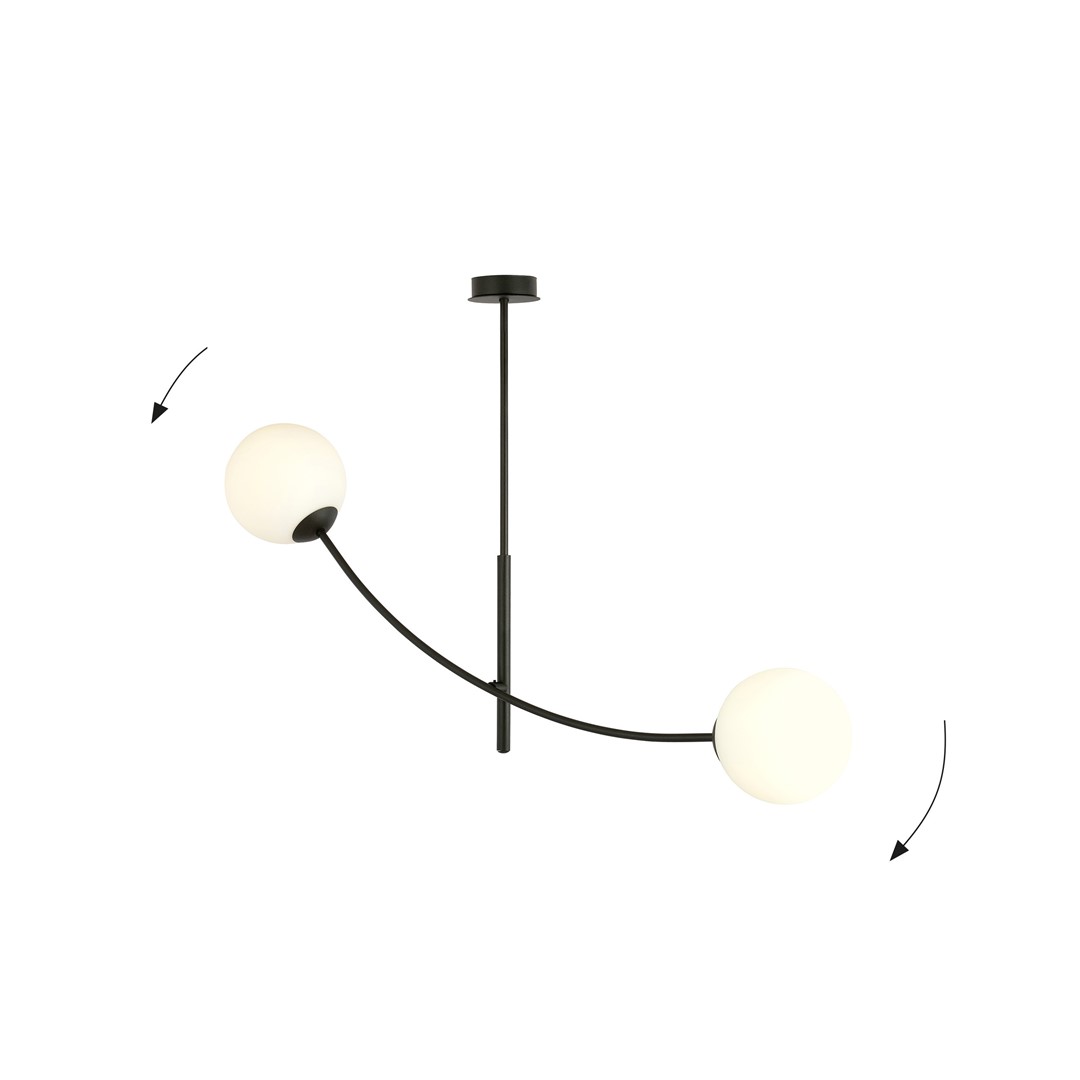 Hunter 83cm Zwart en wit hanglamp Van Emibig Lighting - De lamp komt bijzonder goed tot zijn recht boven een tafel of aanrecht, waar hij een unieke en uitnodigende sfeer cre&euml;ert.