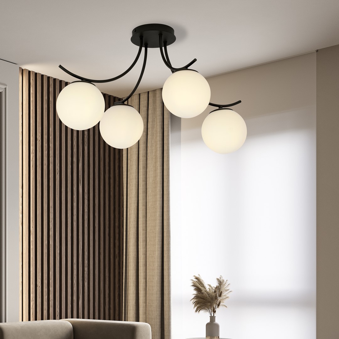 Boston 70cm Zwart en wit plafondlamp Van Emibig Lighting - Het originele ontwerp van de lamp trekt de aandacht en vormt een stijlvol element in de kamer.