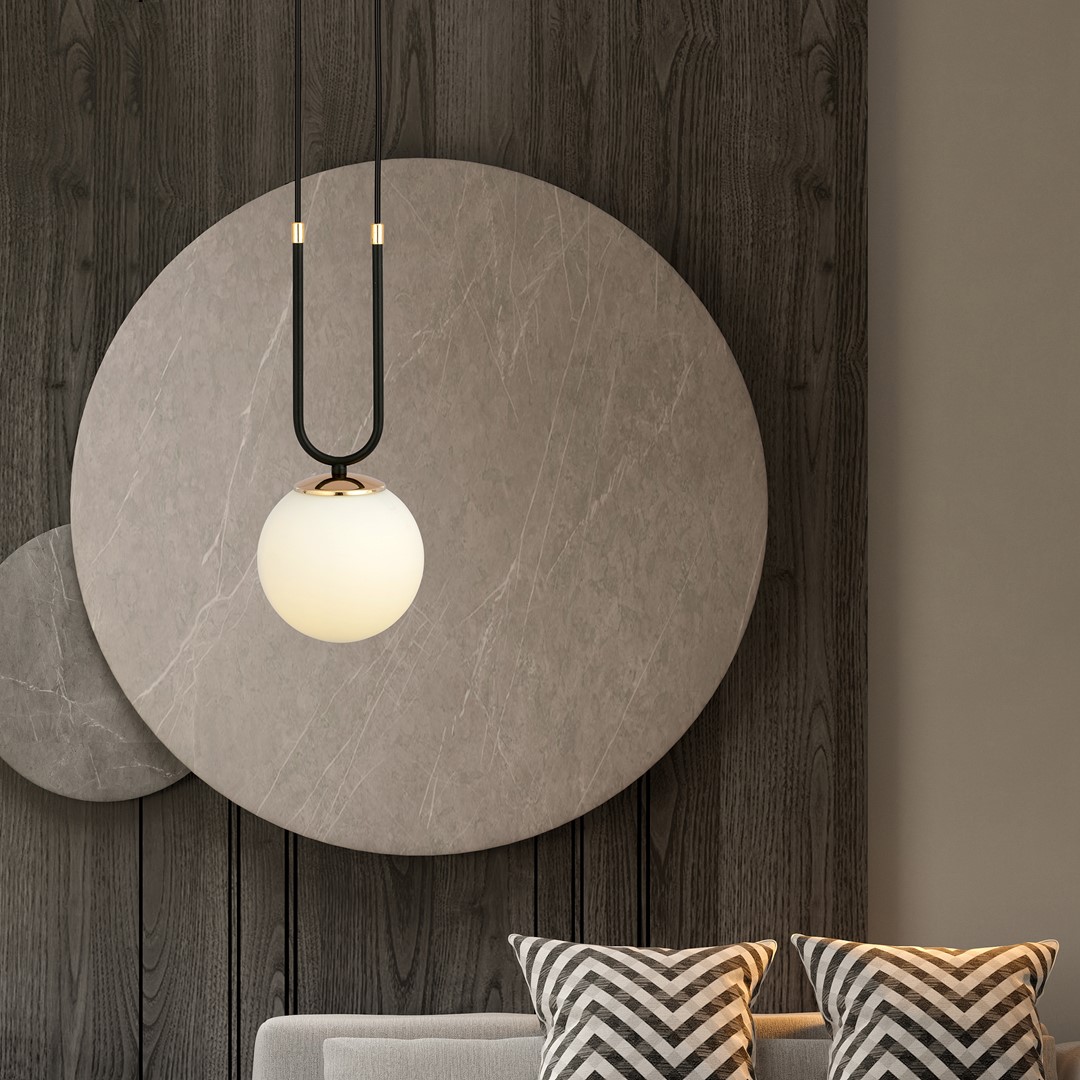 Glam Ø15 Zwart hanglamp Van Emibig Lighting - De lamp wordt een gouden detail dat oplicht en leven geeft!