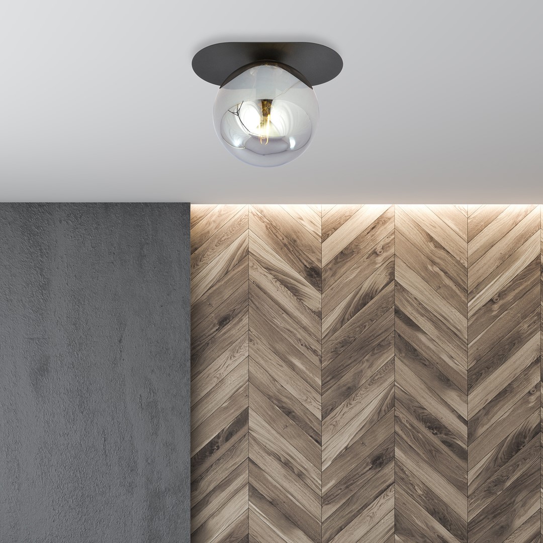 Plaza 20cm Zwart plafondlamp Van Emibig Lighting - Plaza is een stijlvolle plafondlamp met een strakke, industriële uitstraling die de ruimte een moderne look geeft.