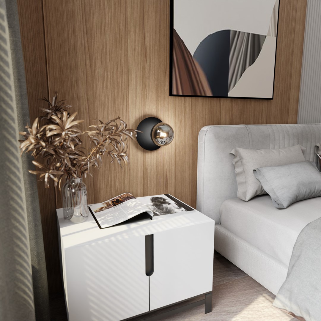 Oslo Ø20 Rookkleurig wandlamp Van Emibig Lighting - De kracht zit in de uiterst duurzame vormgeving, de stoere metaalachtige uitstraling, de gladde oppervlakken en het uniforme kleurenpalet.