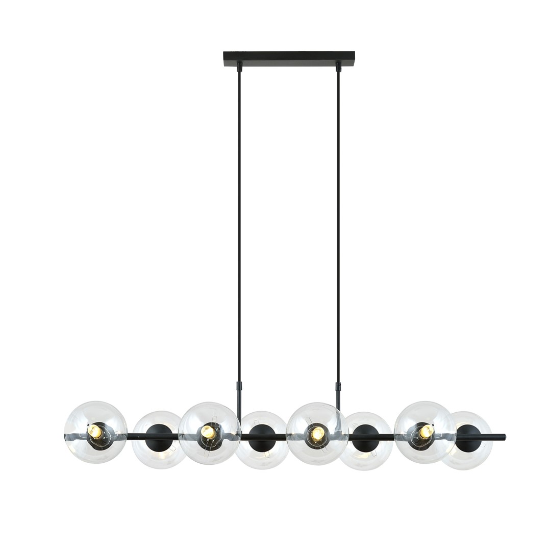 Rory 115cm Transparant hanglamp Van Emibig Lighting - Het trendy design en de lichte glazen kappen maken de lamp tot een stijlvol interieurdetail dat zelfs grotere ruimtes effectief verlicht.