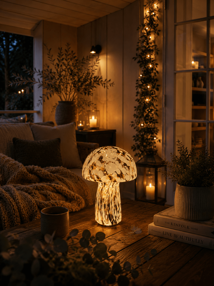 Svamp 35cm Zwart tafellamp Van Pixie Design - De paddenstoellamp van Pixie Design heeft een prachtig design met een gemarmerd oppervlak in zwart-wit.
