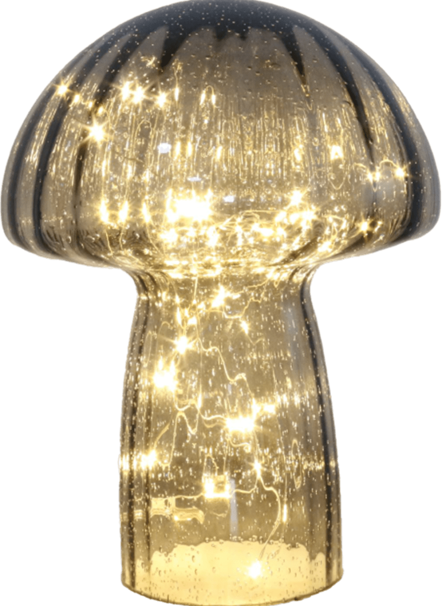 Svamp 23cm Grijs tafellamp Van Pixie Design - De lamp is voorzien van een timer en een praktische dimmer met 5 standen, waarmee u de lichtsterkte naar wens kunt aanpassen.