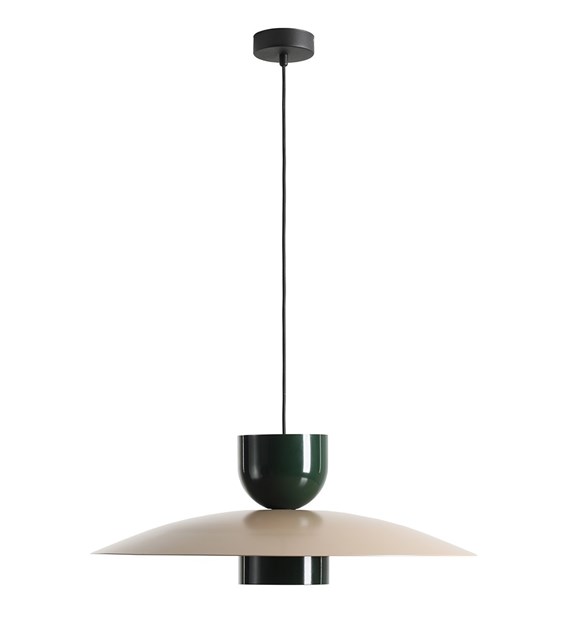 Nutta Ø65 Beige/donkergroen hanglamp Van Artera - Met zijn zachte kleuren in glanzend donkergroen en beige vormt hij een speels en stijlvol element in het interieur.