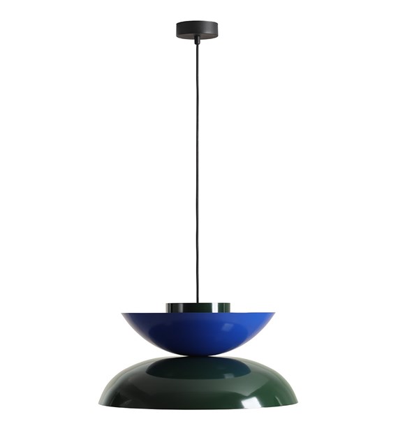  Millo Ø47 Groen/blauw hanglamp Van Artera - Met zijn kleuren donkergroen, helderblauw en zwart vormt hij een speels en stijlvol element in het interieur.