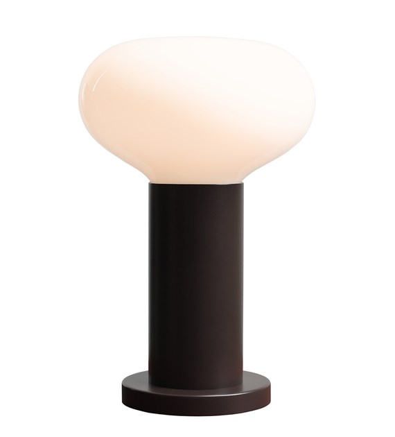 Flo 30cm Donkerbruin tafellamp Van Artera - Hij heeft een stijlvol donkerbruin frame en een ronde witte glazen kap die een zacht en aangenaam licht verspreidt.