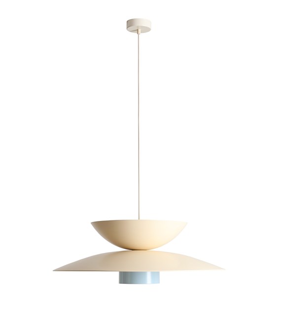  Teya Ø65 Crème/blauw hanglamp Van Artera - Met zijn zachte kleuren crème en lichtblauw vormt hij een speels en stijlvol element in het interieur.