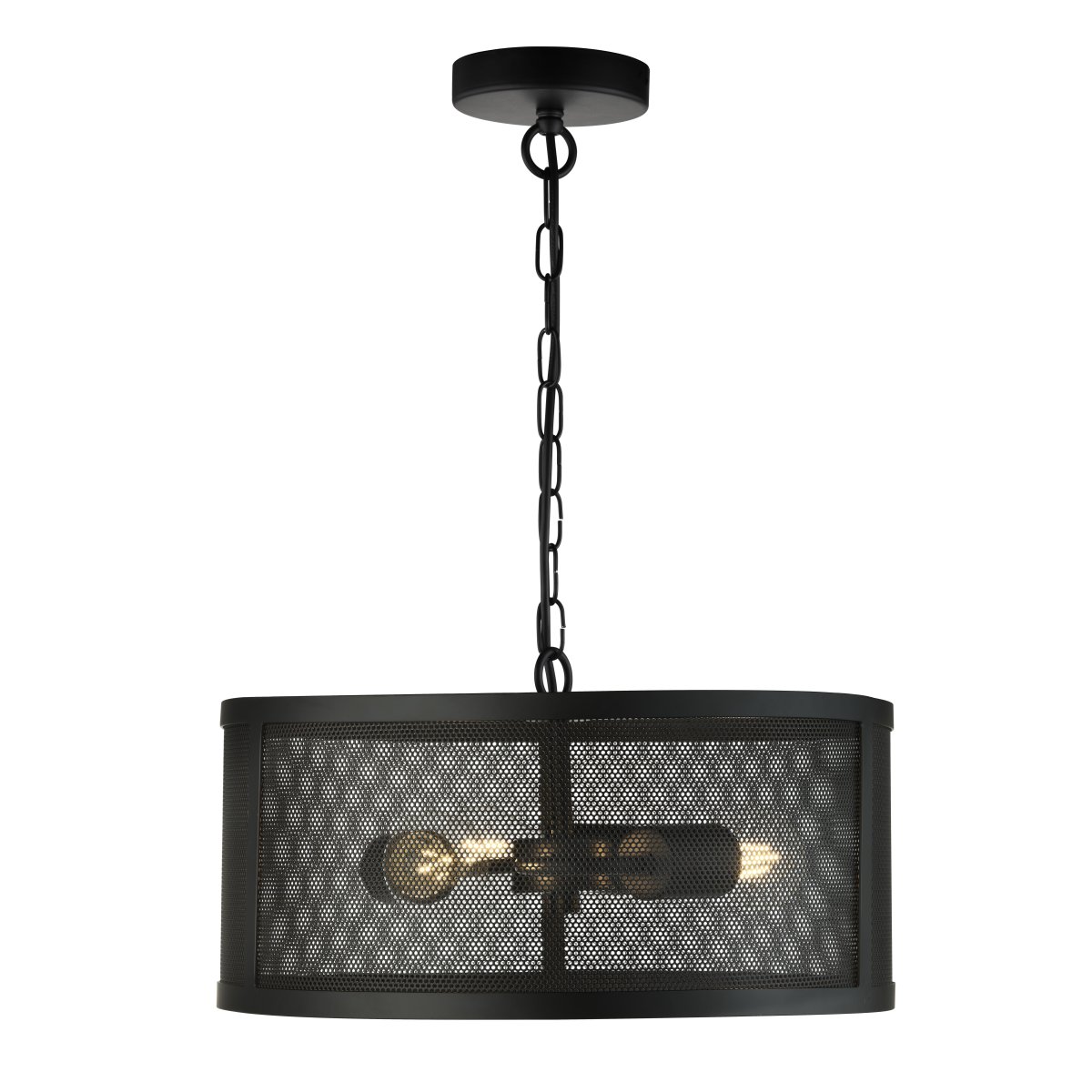 Fishnet Ø45 Matzwart hanglamp Van Searchlight - Deze elegante Fishnet hanglamp in mat goud omsluit een lichtbron in een prachtige, decoratieve zwarte visnetkooi.