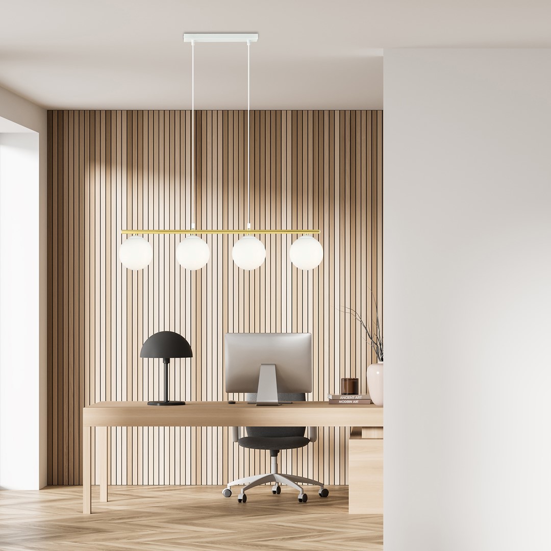Allora 85cm Wit hanglamp Van Emibig Lighting - De subtiele en zachte vorm, gecombineerd met elegante gouden details, geven de lamp een unieke en karakteristieke uitstraling.
