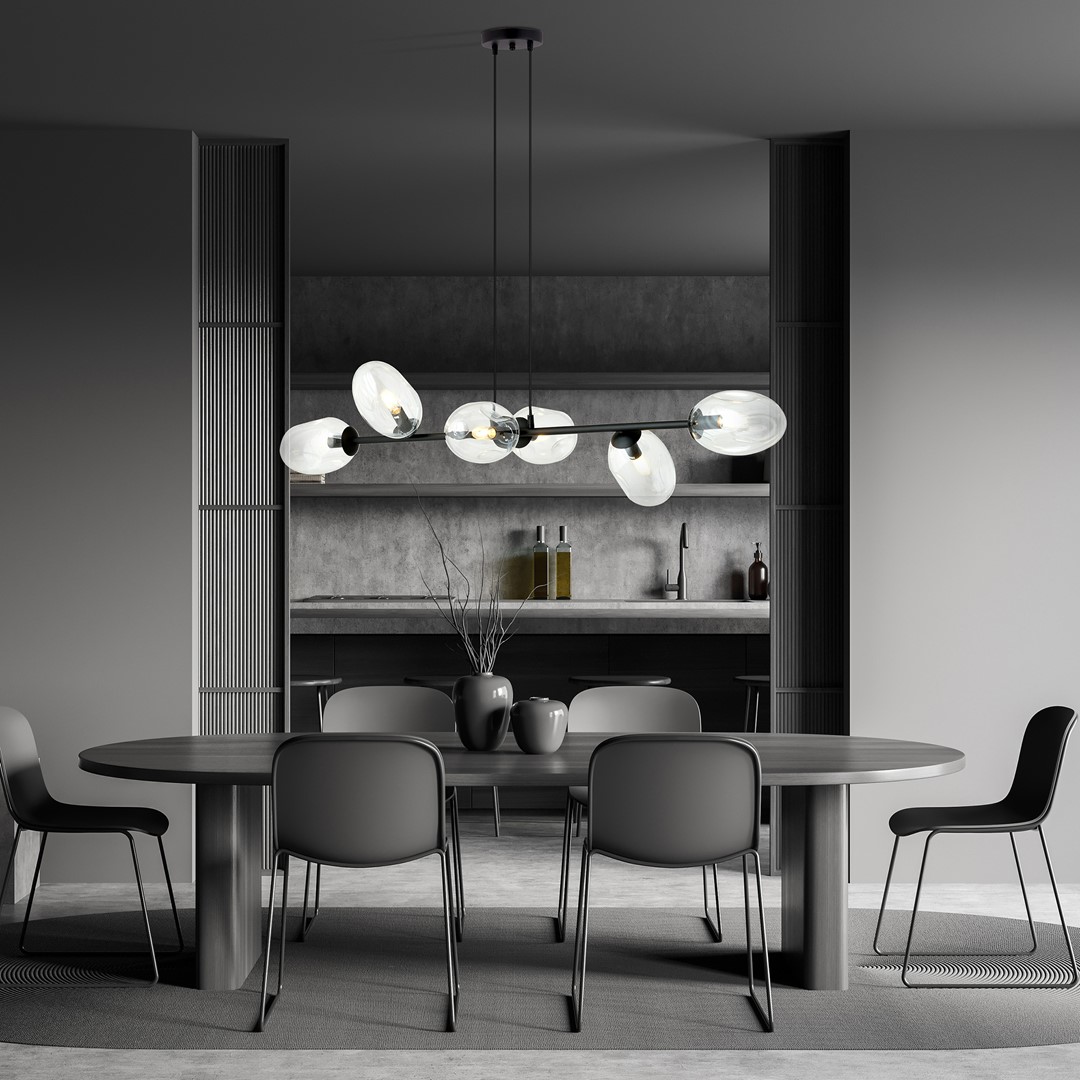Pandora 120cm Transparant hanglamp Van Emibig Lighting - Het moderne ontwerp wordt gekenmerkt door uniek gevormde schermen - elegant en gestroomlijnd - wat charme en persoonlijkheid aan de kamer toevoegt.