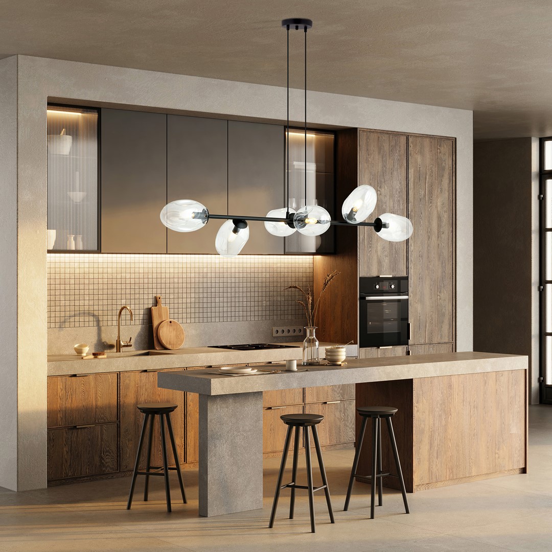 Pandora 120cm Transparant hanglamp Van Emibig Lighting - Het moderne ontwerp wordt gekenmerkt door uniek gevormde schermen - elegant en gestroomlijnd - wat charme en persoonlijkheid aan de kamer toevoegt.