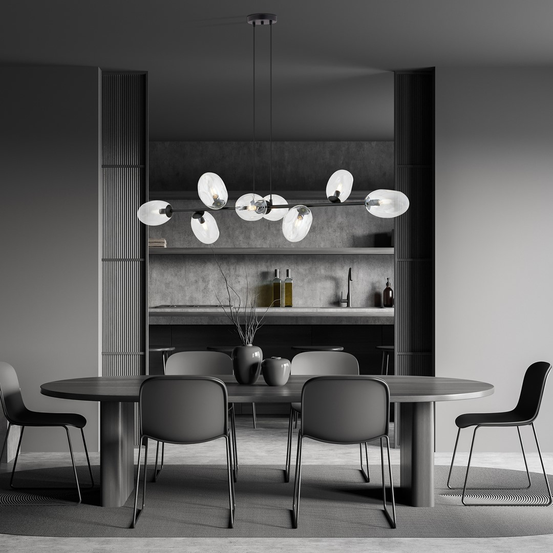 Pandora 140cm Transparant hanglamp Van Emibig Lighting - Het moderne ontwerp wordt gekenmerkt door uniek gevormde schermen - elegant en gestroomlijnd - wat charme en persoonlijkheid aan de kamer toevoegt.
