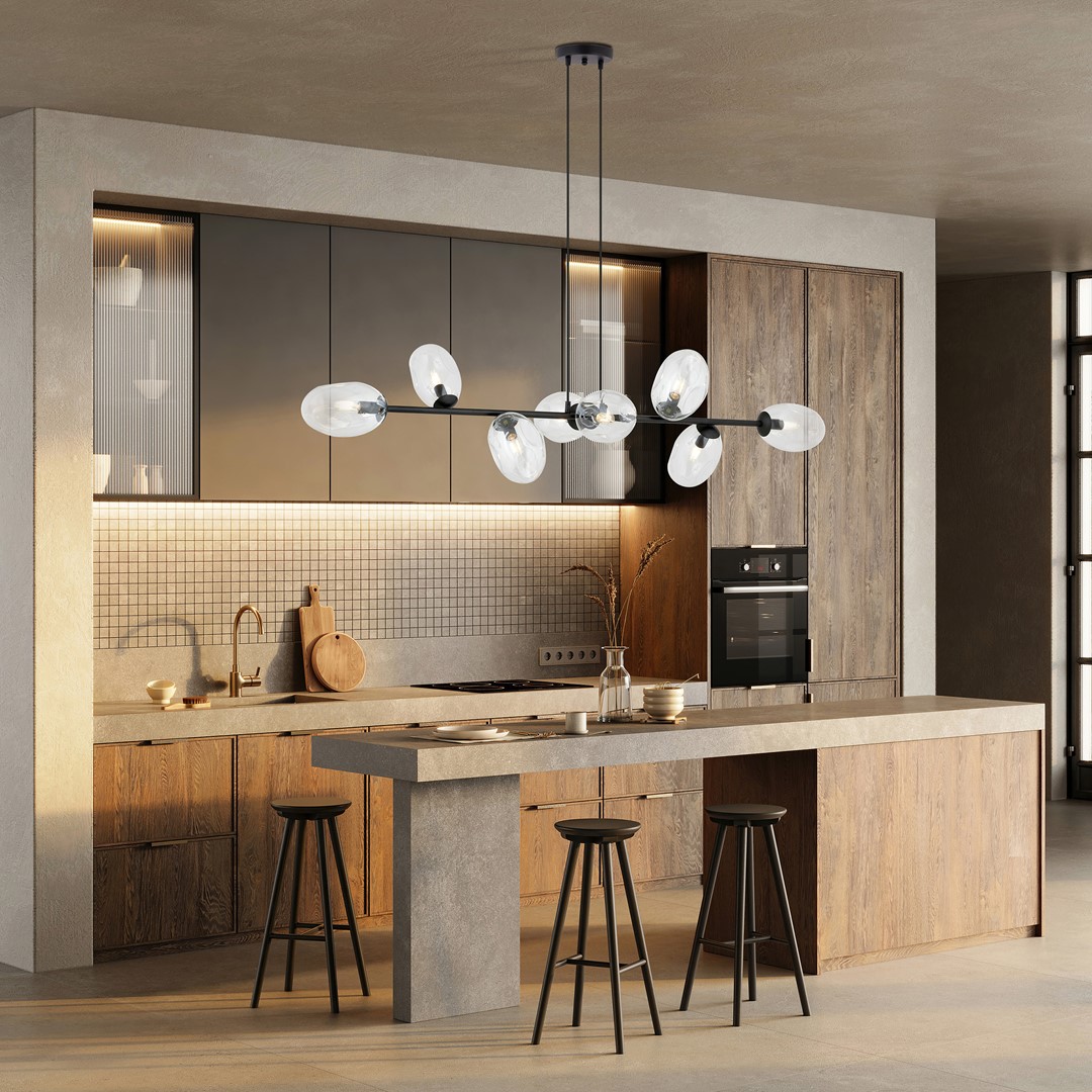 Pandora 140cm Transparant hanglamp Van Emibig Lighting - Het moderne ontwerp wordt gekenmerkt door uniek gevormde schermen - elegant en gestroomlijnd - wat charme en persoonlijkheid aan de kamer toevoegt.