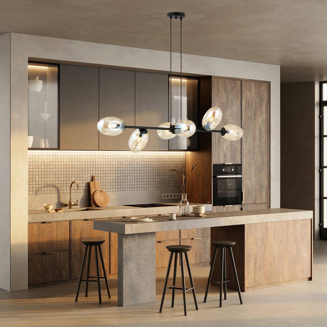 Pandora 120cm Amber hanglamp Van Emibig Lighting - Pandora is een serie plafondlampen die zowel door haar uiterlijk als door de hoogwaardige afwerking indruk maakt.