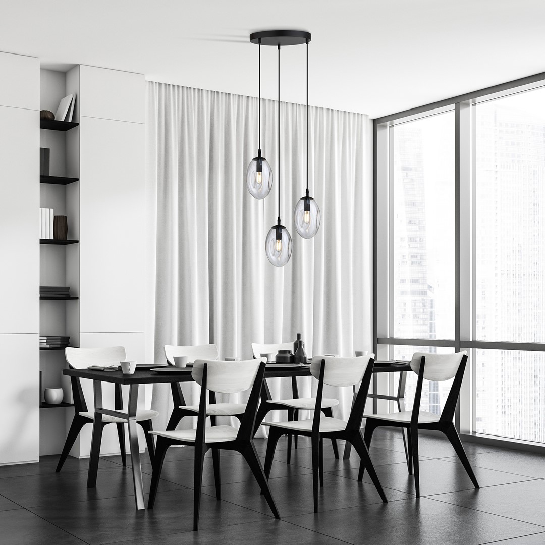 Astral Ø40 Transparant hanglamp Van Emibig Lighting - De lampen zijn afgewerkt met transparante glazen kappen die een mooi en uitnodigend licht in de kamer verspreiden.